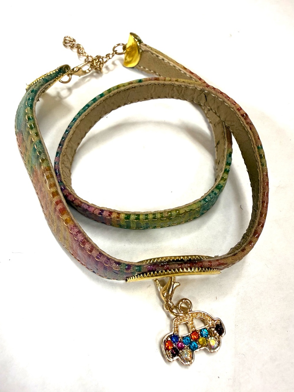 Handmade from repurposed leather wrap bracelet nsb with lobster clasp and charm